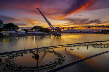 sunset over the river