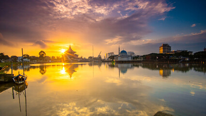 sunset in the city