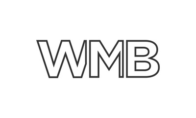 WMB logo design template with strong and modern bold text. Initial based vector logotype featuring simple and minimal typography. Trendy company identity.