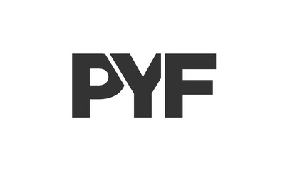 PYF logo design template with strong and modern bold text. Initial based vector logotype featuring simple and minimal typography. Trendy company identity.
