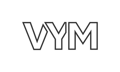 VYM logo design template with strong and modern bold text. Initial based vector logotype featuring simple and minimal typography. Trendy company identity.