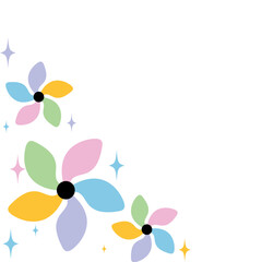 Beautiful cool pinwheel decoration and sparkling stars.