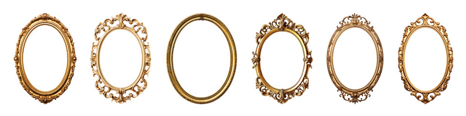 Oval gold vintage frame set