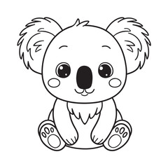 Fototapeta premium Cute koala sitting cartoon coloring page illustration vector