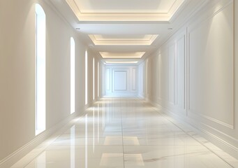 Fototapeta premium White marble tiles corridor