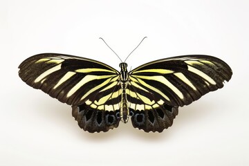 Zebra Longwing Butterfly Closeup Detailed Black and White Wings Nature Wildlife Isolated Macro Insect
