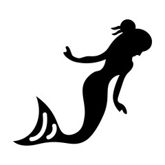 A well-designed glyph icon of mermaid lady 
