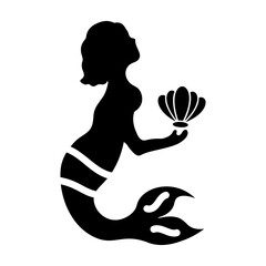 A well-designed glyph icon of an ocean nymph 