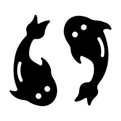 Trendy solid icon of pisces symbol 