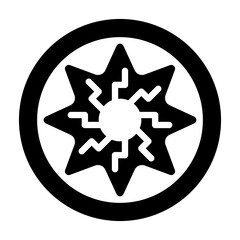 A scalable solid icon of black sun 