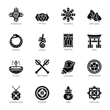 Bundle of Sacred Symbols Solid Icons 

