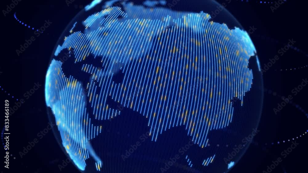 Aufkleber network connection structure. abstract technology background with digital connecting data on planet.