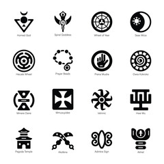 Pack of Spiritual Adinkra Symbols Solid Icons 

