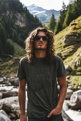 Naklejka premium T-shirt mockup with model