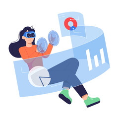 Trendy flat illustration of vr dashboard 