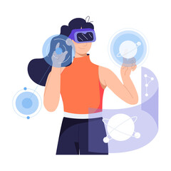 Well-designed flat illustration of vr science 