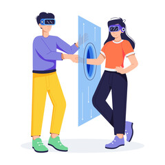 Modern flat illustration of vr meeting 