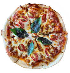 A margarita pizza png file top view