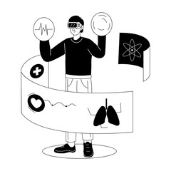 Latest glyph character illustration of vr healthcare 