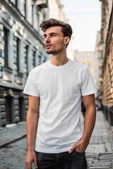 Fototapeta premium T-shirt mockup with model