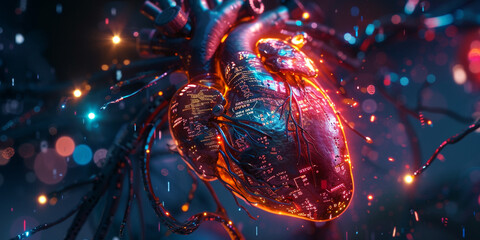 Futuristic Medical Research & Heart Cardiology, In Future Modern Technology Use In Medical Science Concept, Generative AI. 