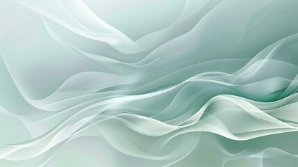 A light green gradient background with wave elements.
