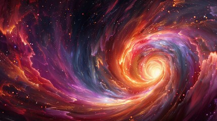 Obraz premium Eye-level angle, surreal swirling lights in vibrant hues, evoking a futuristic ambiance, using photorealistic digital art