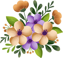 Orange Purple Flowers Illustration