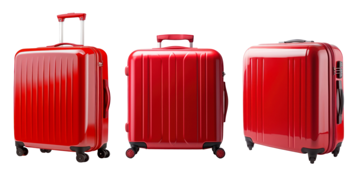 red travel luggage suitcase set