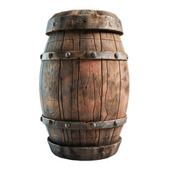 Obraz premium [Transparent Background PNG]A wooden barrel with metal hoops