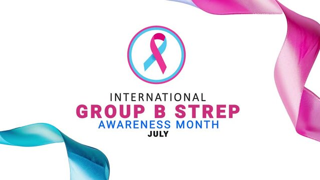 International group b strep awareness month. Pink and Blue color ribbon wave motion.