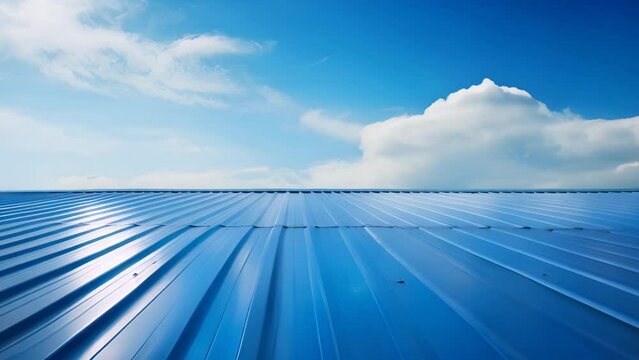 Skybound Sanctuary: Metal Roof Beneath Fluffy Clouds