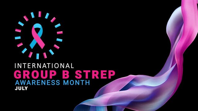 International group b strep awareness month. Pink and Blue color ribbon wave motion.