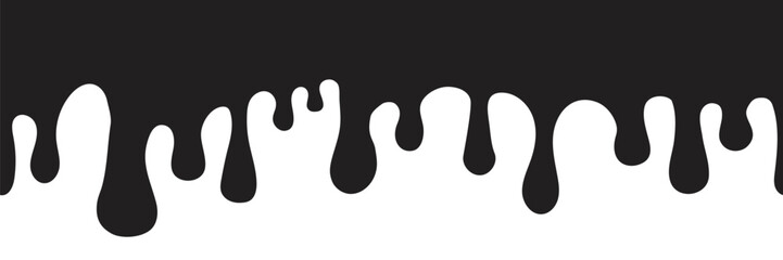 Dripping Paint molten splash, liquid flow abstract shape stain seamless pallern decoration, border. Fluid trickle, stencil.