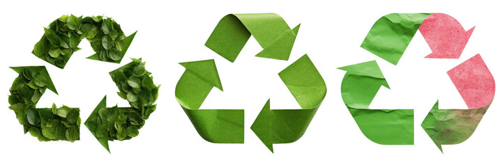 green recycle symbol icon set