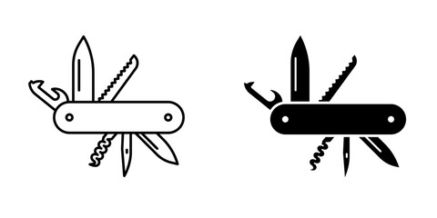 Swiss knife icon. Pocket knife vector illustration. Multi tool symbol.