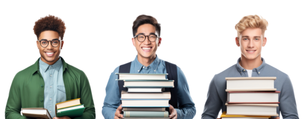 teenagers students holding books set