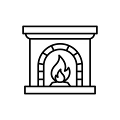 Fireplace icon. Hearth vector illustration. Chimney symbol. Firewood icon.
