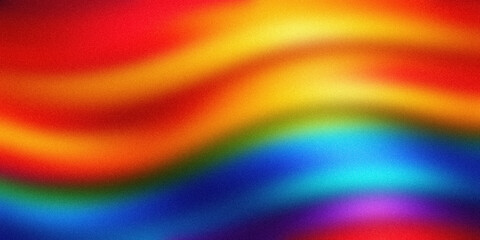 This abstract background features vibrant, flowing waves of red, orange, yellow, green, blue, and purple. The colors blend smoothly into each other, creating a dynamic and energetic visual effect