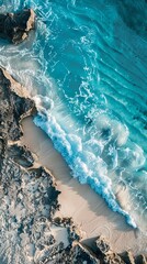 Aerial View of Tropical Beach with Turquoise Waters