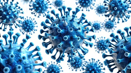 virus molecules on a light background fly in the air