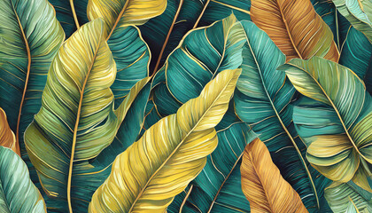 A green and yellow leafy plant with a gold and green leaf