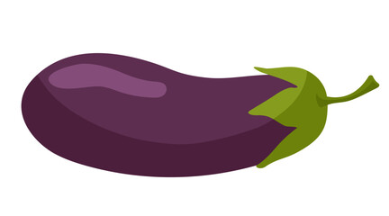 Eggplant, dark purple vegetable. Vector icon vegetable. Agricultural market product. Foodstuff from grocery store For menu, farmers market, packing, kitchen print, label, banner, poster, recipe design