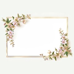 Elegant floral frame with a gold border and beautiful pink flowers, perfect for invitations, cards, and announcements.