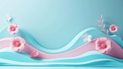 A colorful paper drawing of a blue ocean with orange and red waves and clouds