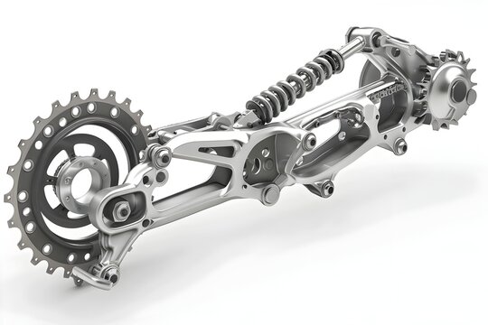Motorcycle Swingarm Isolated on White Background 3D Rendered Mechanical Engineering Part