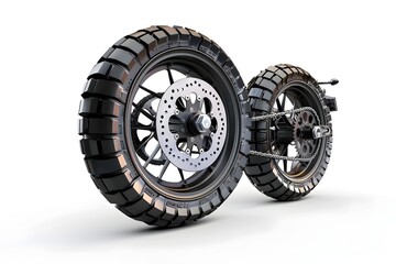 Detailed 3D Rendered Image of Motorcycle Wheel Spokes on White Background