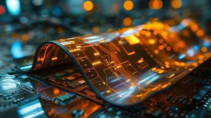 Fototapeta na wymiar Flexible electronics technology future, conformal bendable innovation electronics