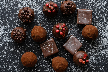Truffles on sugary background