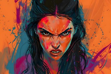 portrait of a woman with colorful background